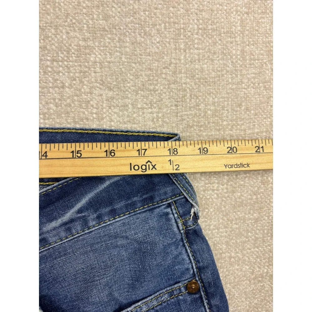 True Religion Mens Blue Denim Cut Off Shorts Size 36 Straight Flap Pocket USA